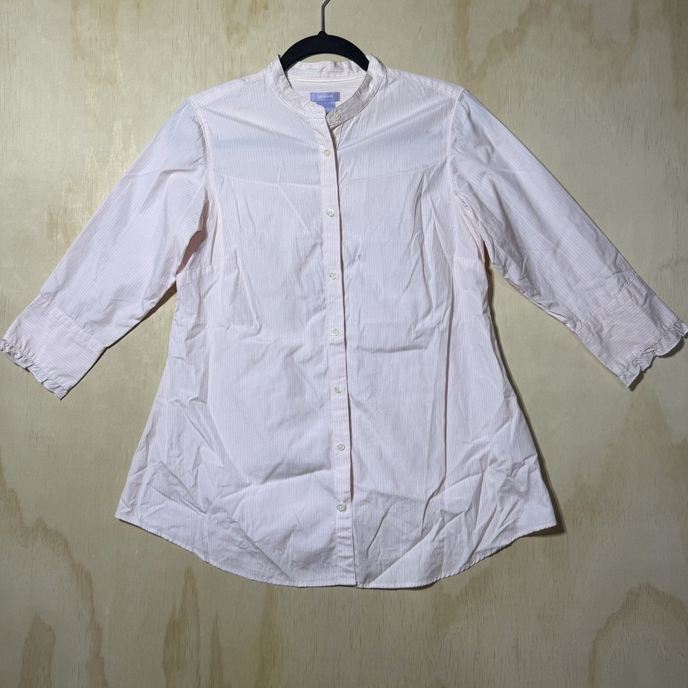 Gap Maternity Pink Stripe Button Front Tunic Blouse Shirt Womens Small S